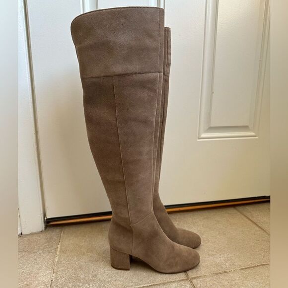 FRANCO SARTO Kerri Over The Knee Bootsbeige tan real leather suede size 5 - Picture 4 of 10